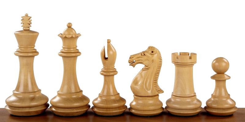 Pièces d'échecs Champfered Base Ebony en bois d'ébène et de buis - Taille 4,,00'' - Pièces d'échecs Champfered Base Ebony en bois d'ébène et de buis - Taille 4,,00''