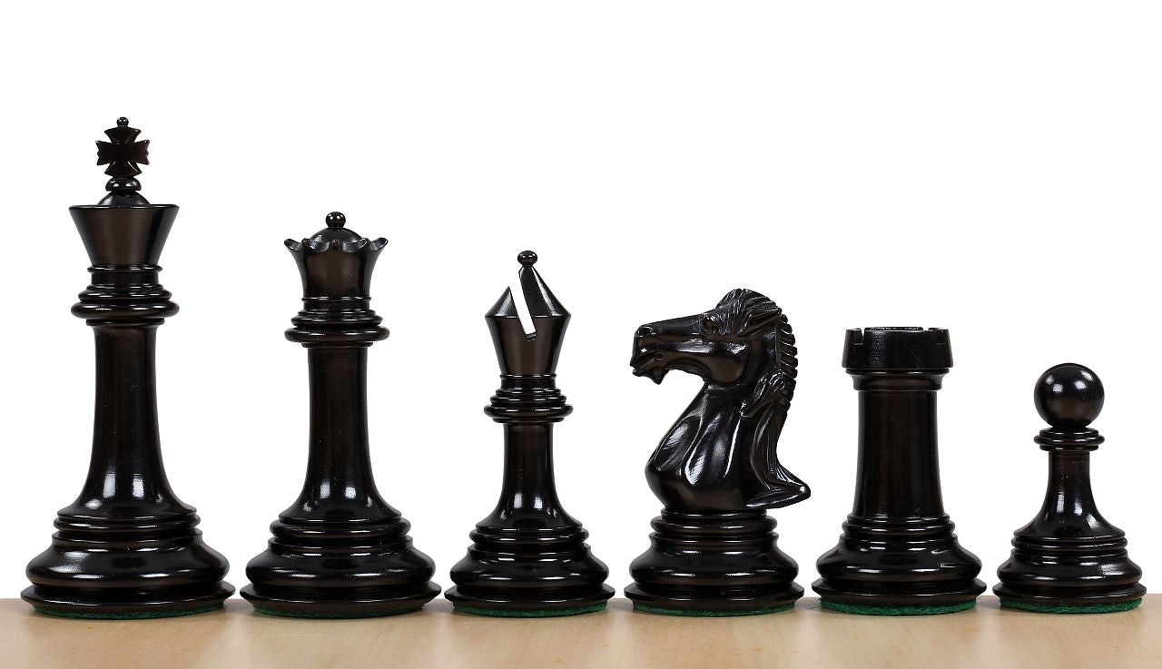 Pièces d'échecs Parthenon Ebony en bois d'ébène et de buis - Taille 4,00'' - Pièces d'échecs Parthenon Ebony en bois d'ébène et de buis - Taille 4,00''