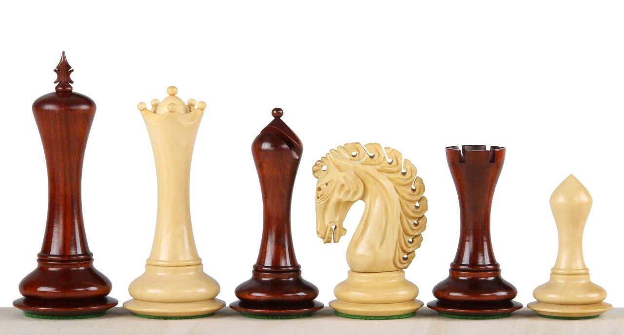  - Pièces d'échecs Empire Redwood en bois de padouk et buis - Taille 4,25''