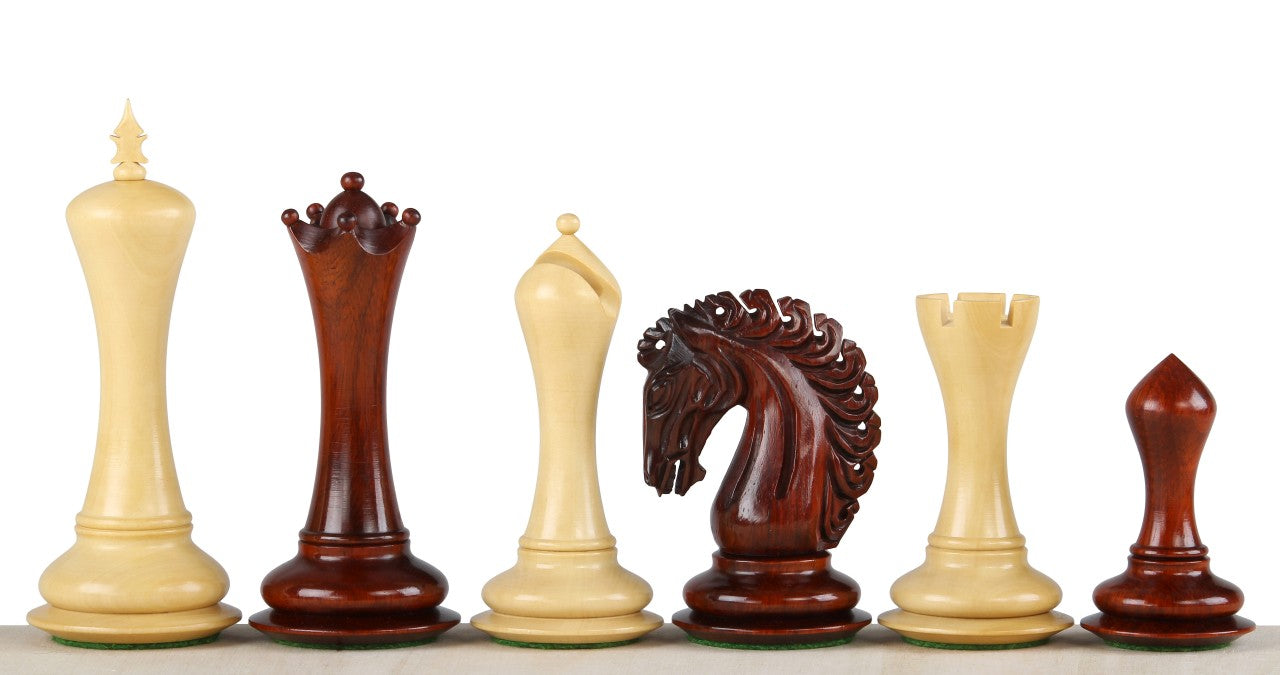  - Pièces d'échecs Empire Redwood en bois de padouk et buis - Taille 4,25''