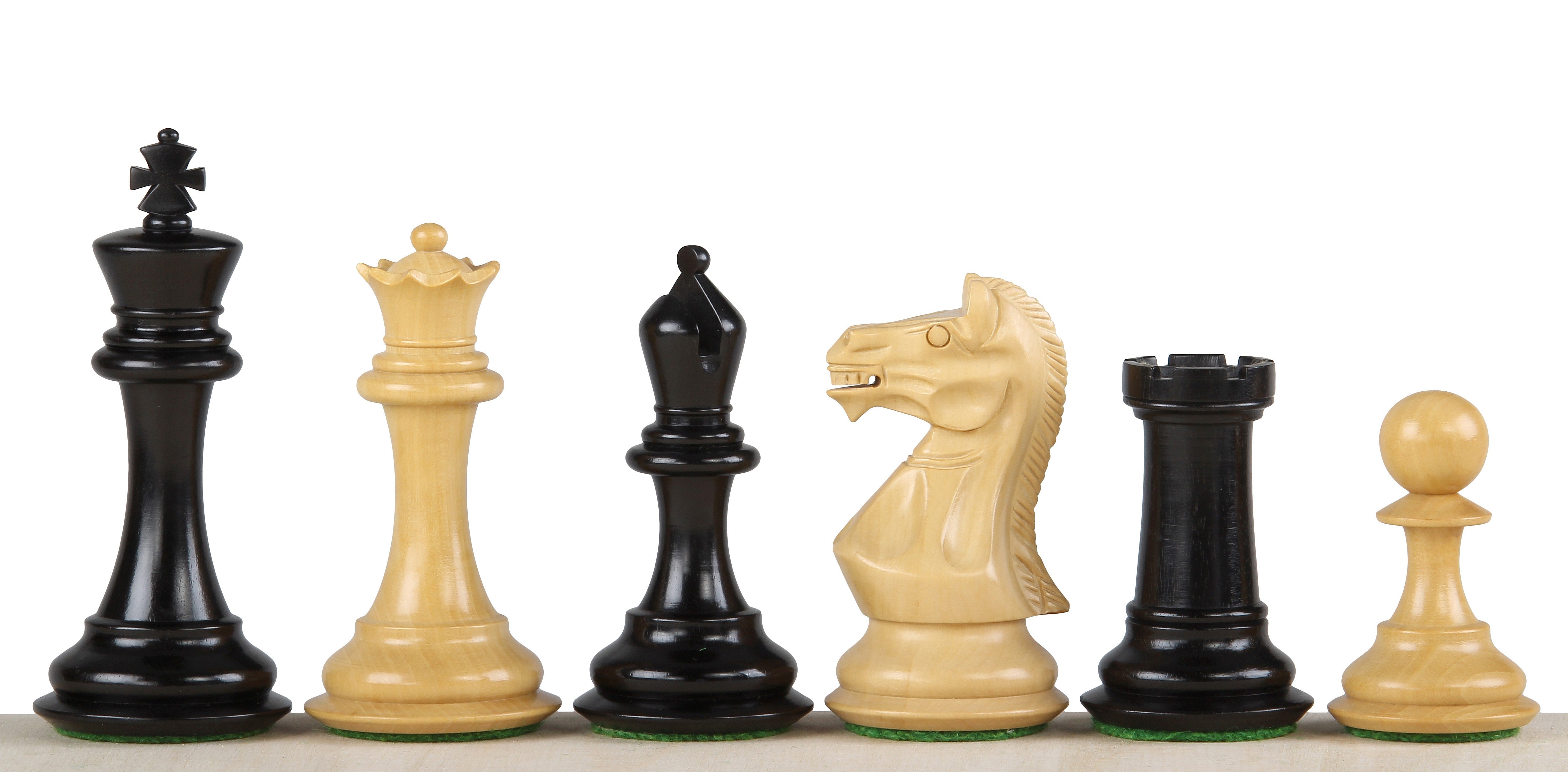 Pièces d'échecs Potish Head Ebony en bois d'ébène et de buis - Taille 3,75'' - Pièces d'échecs Potish Head Ebony en bois d'ébène et de buis - Taille 3,75''