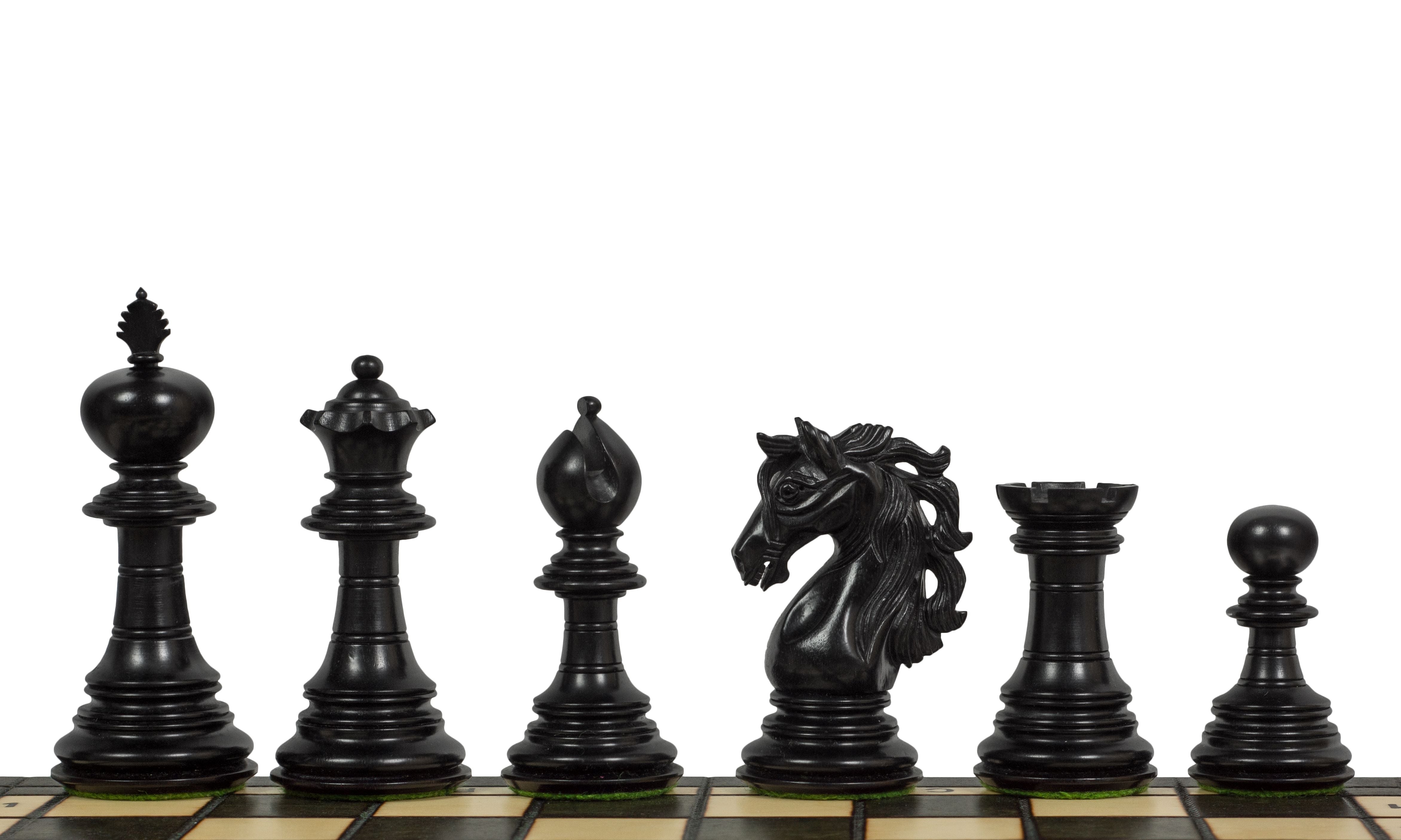 Pièces d'échecs Adios Ebony en bois d'ébène et de buis - Taille 4,00'' - Pièces d'échecs Adios Ebony en bois d'ébène et de buis - Taille 4,00''