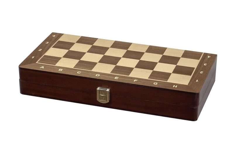 Jeu d'échecs pliant en marqueterie de bois de noyer et d'érable - de taille 3 (30x30cm) - Jeu d'échecs pliant en marqueterie de bois de noyer et d'érable - de taille 3 (30x30cm)