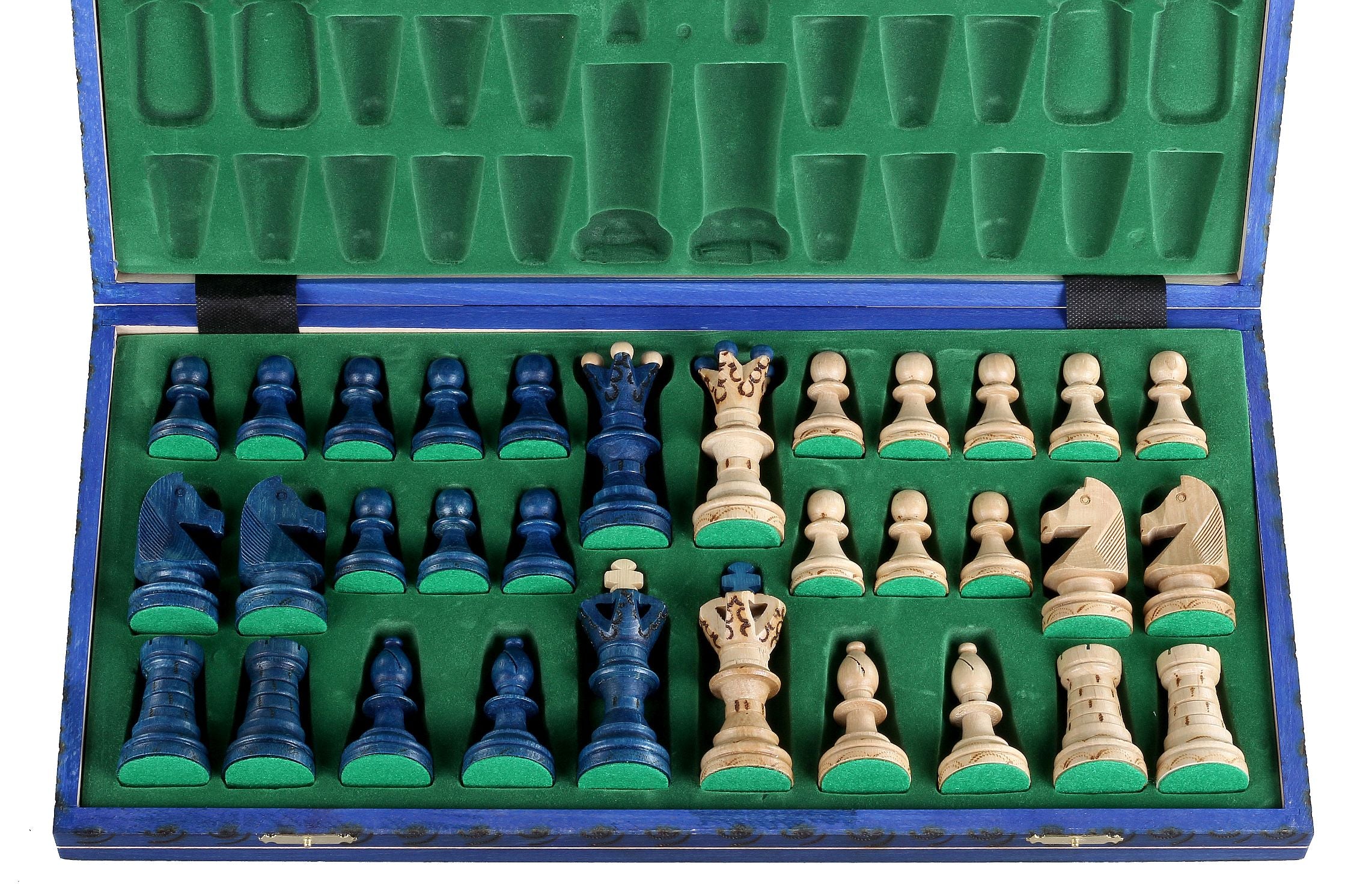 Jeu d'échecs AMBASSADEUR Blue en bois de charme, de grande taille (54 x 54cm) - Ensemble Complet - Jeu d'échecs AMBASSADEUR Blue en bois de charme, de grande taille (54 x 54cm) - Ensemble Complet