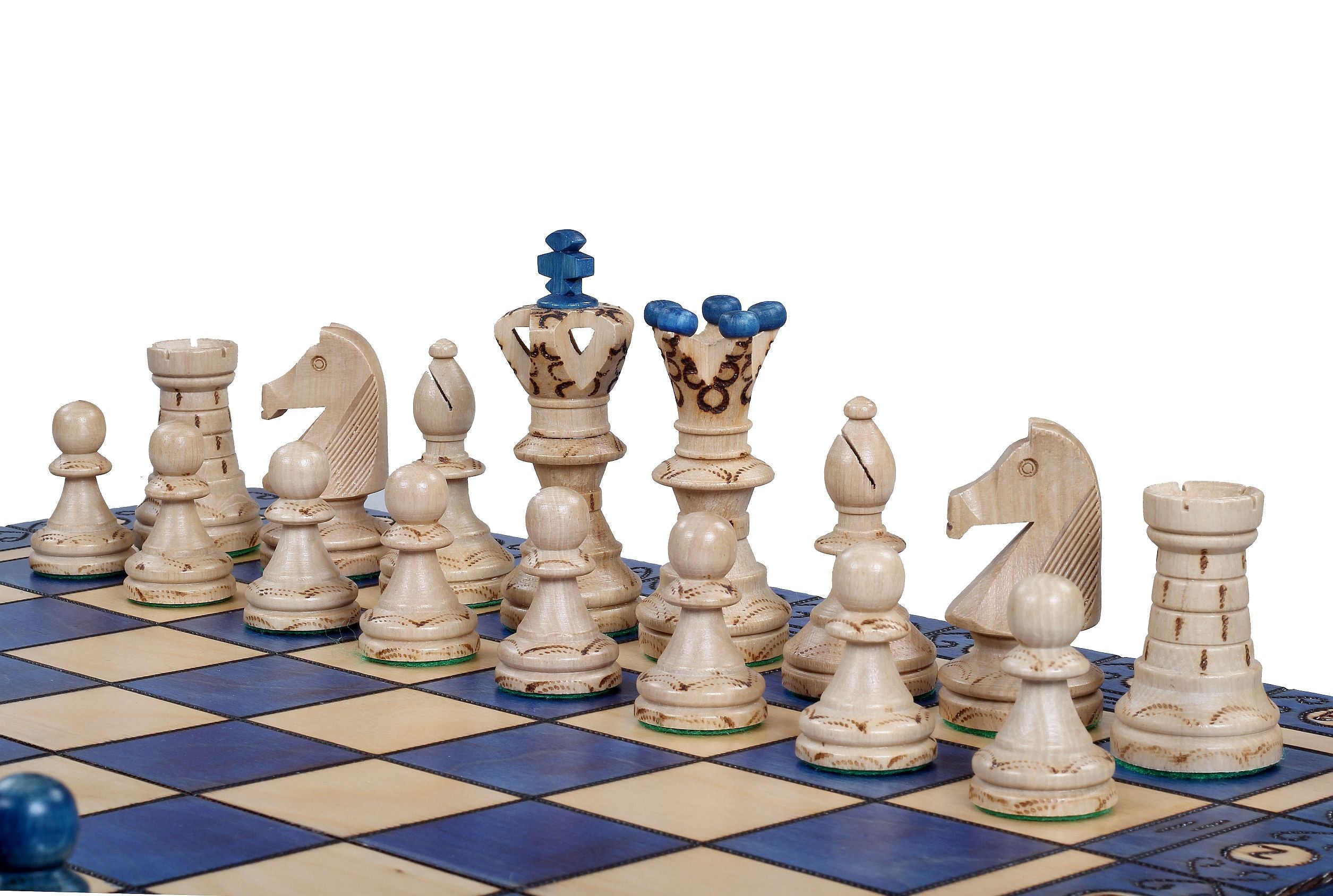Jeu d'échecs AMBASSADEUR Blue en bois de charme, de grande taille (54 x 54cm) - Ensemble Complet - Jeu d'échecs AMBASSADEUR Blue en bois de charme, de grande taille (54 x 54cm) - Ensemble Complet