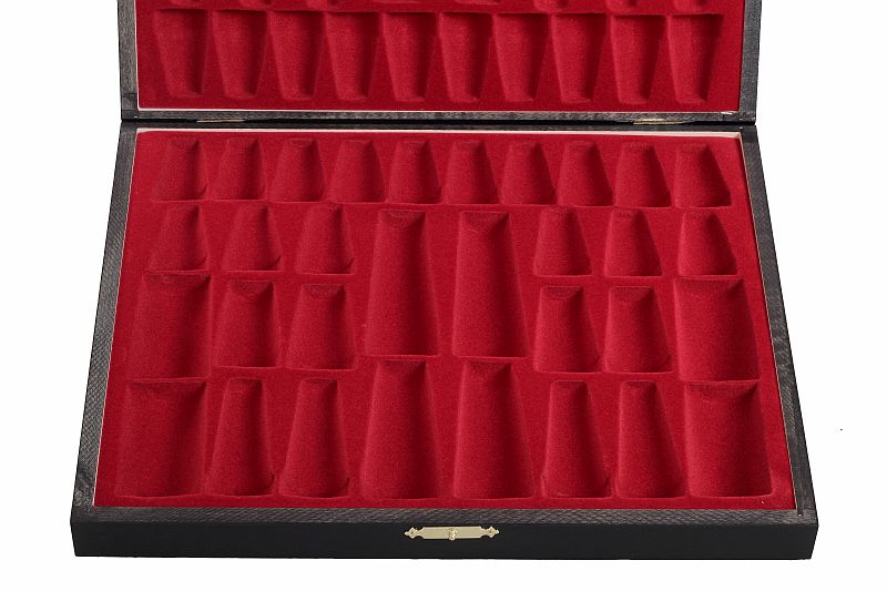 Coffret Luxe de bois pour rangement des pieces d'echecs de taille 5 - teinté en noir - Coffret Luxe de bois pour rangement des pieces d'echecs de taille 5 - teinté en noir