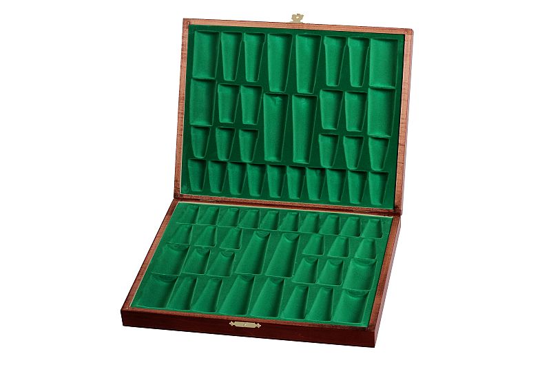 Coffret Luxe de bois pour rangement des pieces d'echecs de taille 5 - teinté en acajou - Coffret Luxe de bois pour rangement des pieces d'echecs de taille 5 - teinté en acajou
