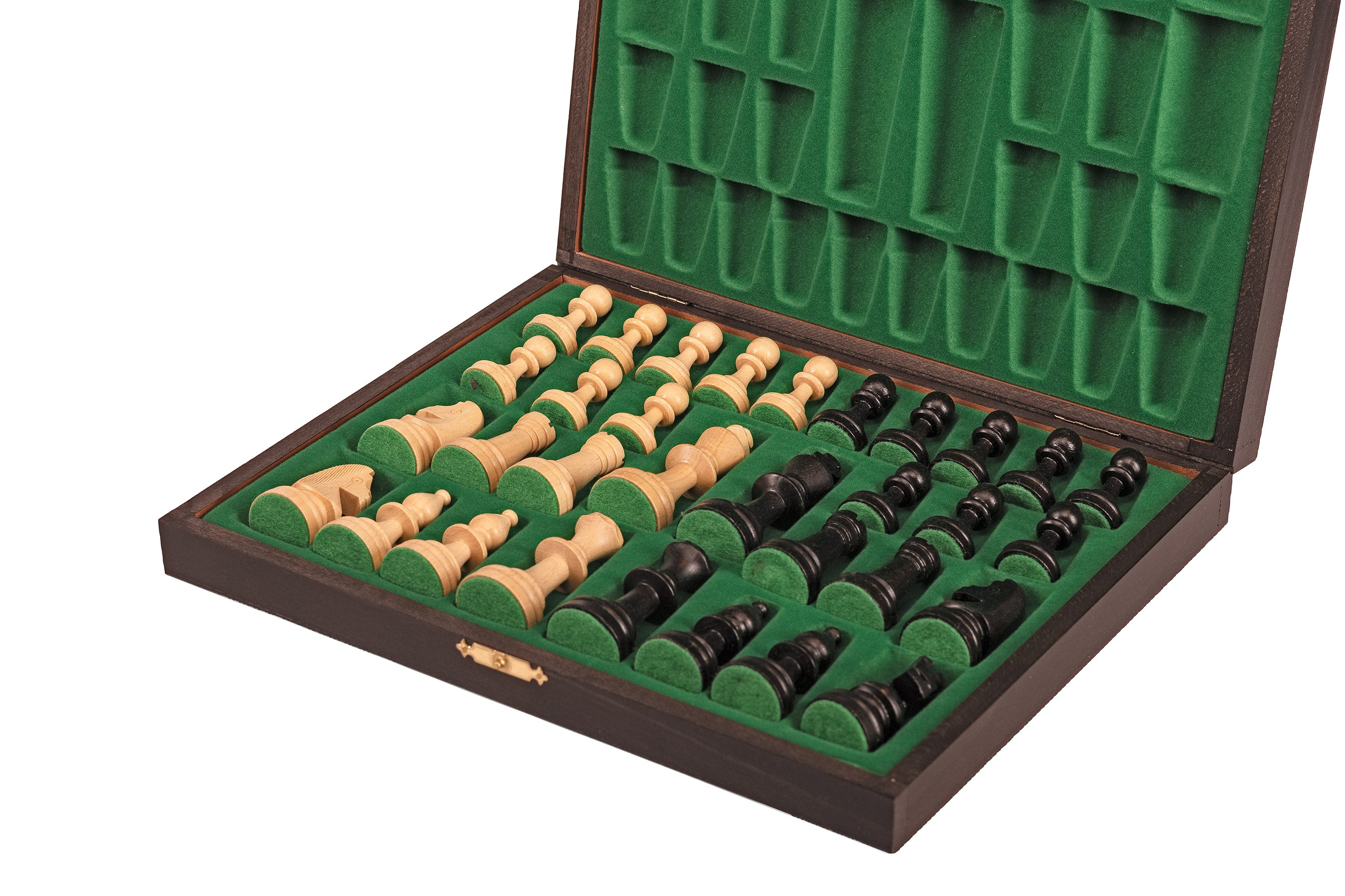 Les pièces d'échecs en bois STAUNTON de taille 5 avec le coffret luxe en bois teinté noir - Les pièces d'échecs en bois STAUNTON de taille 5 avec le coffret luxe en bois teinté noir