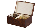 Boîte de rangement en bois foncé pour pièces d'échecs de taille 4,00'' (un roi d'env.102 mm)