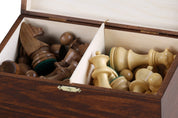 Boîte de rangement en bois foncé pour pièces d'échecs de taille 4,00'' (un roi d'env.102 mm)