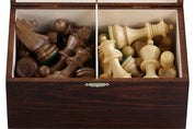 Boîte de rangement en bois foncé pour pièces d'échecs de taille 4,00'' (un roi d'env.102 mm)