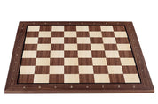 Echiquier avec coordonnées en marqueterie de bois de noyer et sycomore - échiquier luxe de Taille 5 avec une bande noire séparant les cases et les bords