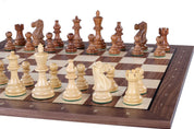 Echiquier avec coordonnées en marqueterie de bois de noyer et sycomore - échiquier luxe de Taille 5 avec une bande noire séparant les cases et les bords