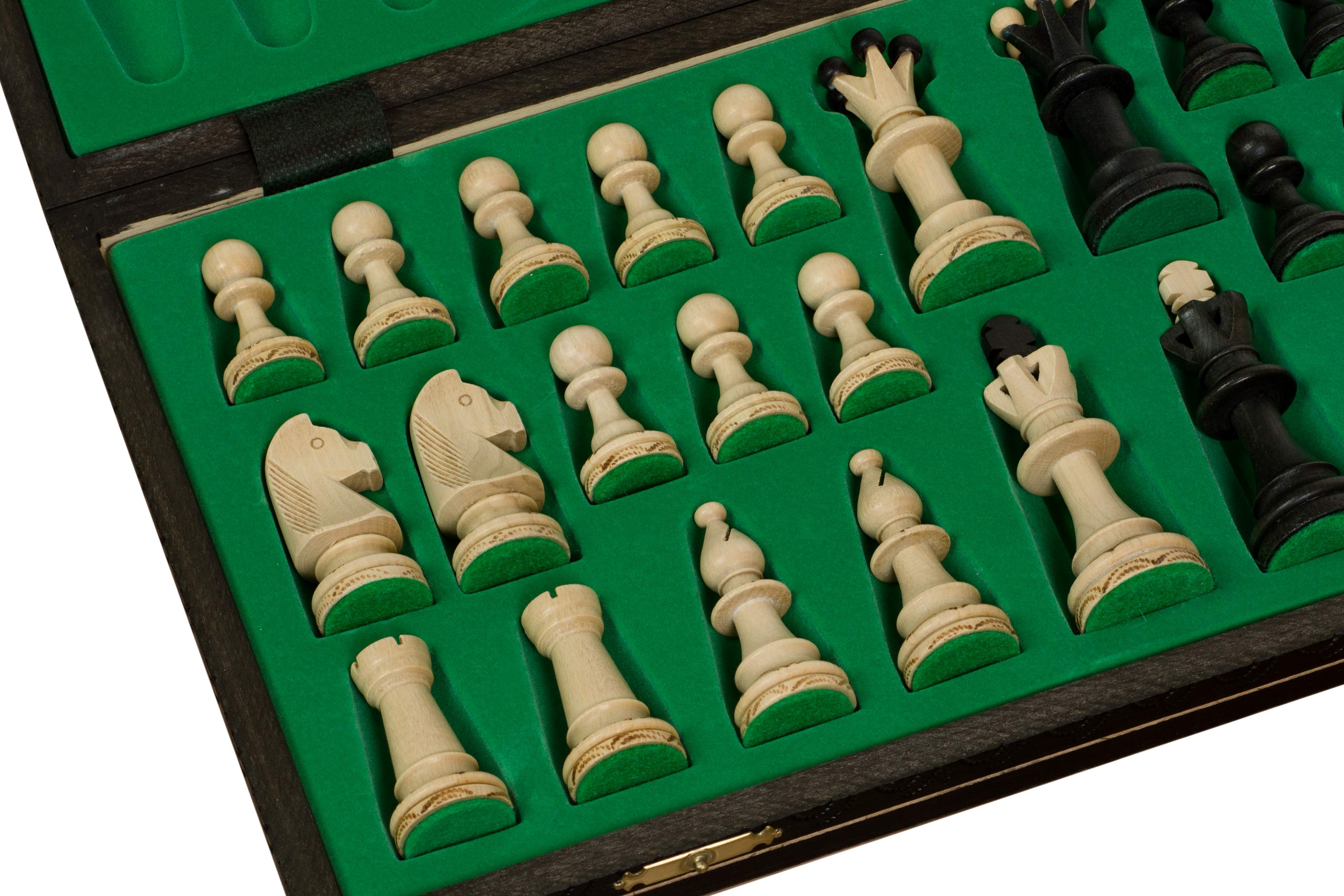 Jeu d'échecs CONSUL Black en bois de charme, de grande taille (48 x 48cm) - Ensemble Complet Noir - Jeu d'échecs CONSUL Black en bois de charme, de grande taille (48 x 48cm) - Ensemble Complet Noir