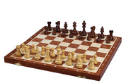 Jeu d'échecs de tournoi avec les pièces American Classic en bois d'acacia et buis  de taille 4 (40x40cm) - L'ensemble complet