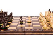 Jeu d'échecs en bois SENATOR 42 × 42 cm — pièces sculptées, noires (roi 80 mm, notation, pliable)