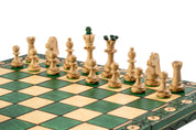 Jeu d'échecs SENATEUR Green en bois de charme, de taille moyenne (41 x 41cm) - Ensemble Complet Vert