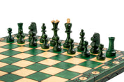 Jeu d'échecs SENATEUR Green en bois de charme, de taille moyenne (41 x 41cm) - Ensemble Complet Vert