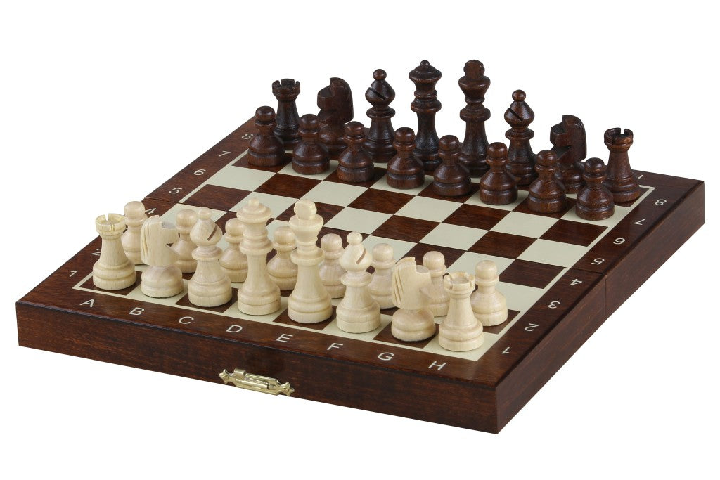 Jeu d'échecs School MINI Brown en bois de charme, pliant, de petite taille (20 x 20cm) - Ensemble Complet - Jeu d'échecs School MINI Brown en bois de charme, pliant, de petite taille (20 x 20cm) - Ensemble Complet