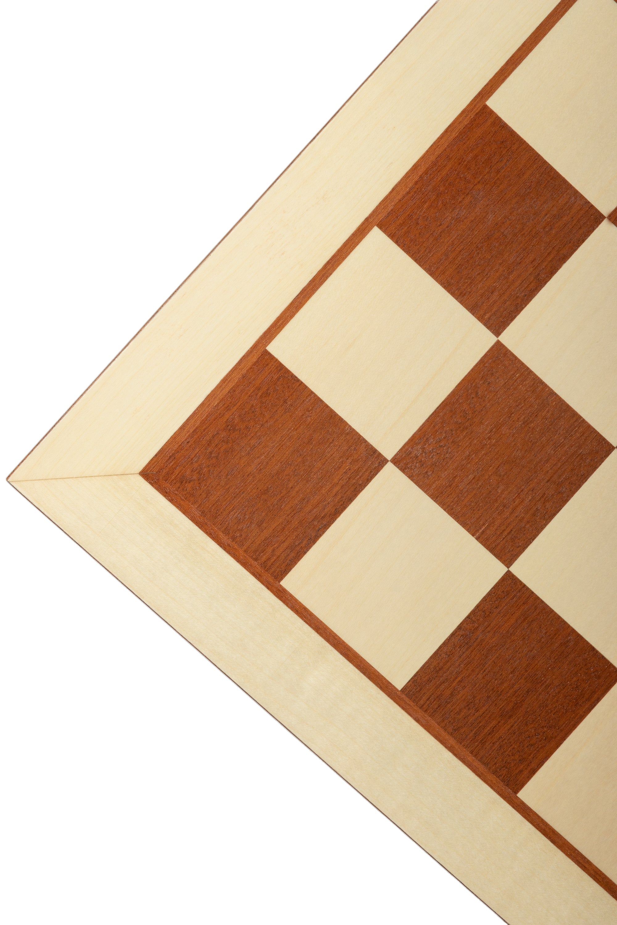 Echiquier en marqueterie de bois d'acajou et sycomore - échiquier classique de Taille 6 avec les bords clairs et sans les coordonnées - Echiquier en marqueterie de bois d'acajou et sycomore - échiquier classique de Taille 6 avec les bords clairs et sans les coordonnées