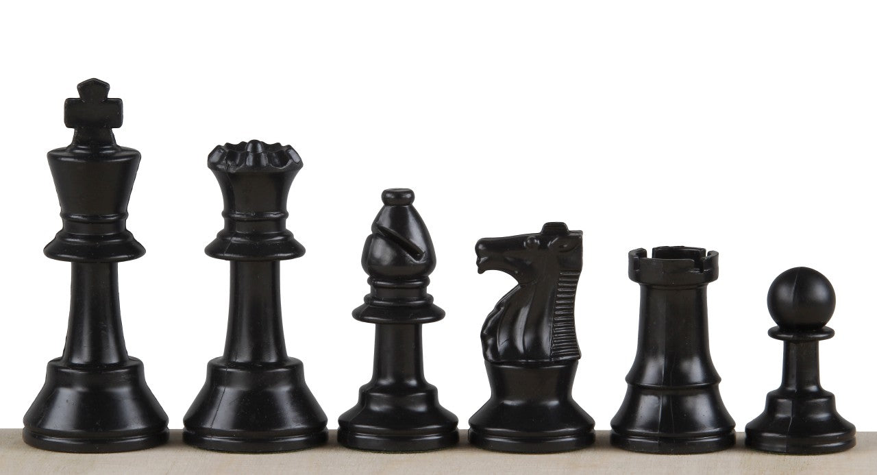 Pièces d'échecs plastique feutrées de taille 3 (roi 64mm), blanches et noires - Pièces d'échecs plastique feutrées de taille 3 (roi 64mm), blanches et noires