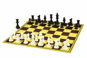 Échiquier cartonné pliant en 2 marron/jaune - échiquier + damier 10x10
