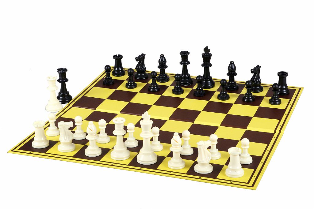 Échiquier cartonné pliant en 2 marron/jaune - échiquier de tournoi de taille 5+ - Échiquier cartonné pliant en 2 marron/jaune - échiquier de tournoi de taille 5+