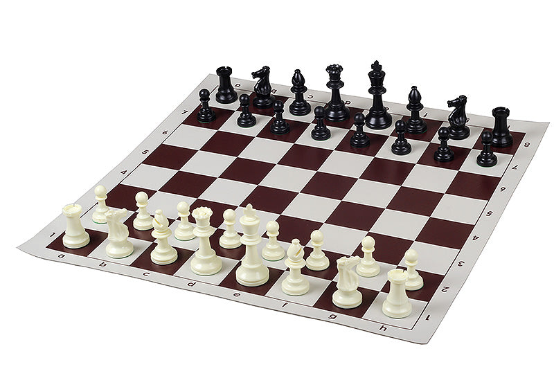 Pièces d'échecs plastique feutrées de taille 3 (roi 64mm), blanches et noires - Pièces d'échecs plastique feutrées de taille 3 (roi 64mm), blanches et noires