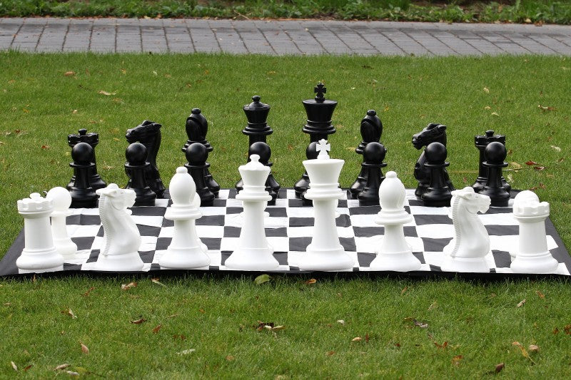 Pièces d'échecs  géantes Jardin et extérieur  (roi 41 cm) -  pièces d'échecs en plastique + échiquier en nylon - Pièces d'échecs  géantes Jardin et extérieur  (roi 41 cm) -  pièces d'échecs en plastique + échiquier en nylon