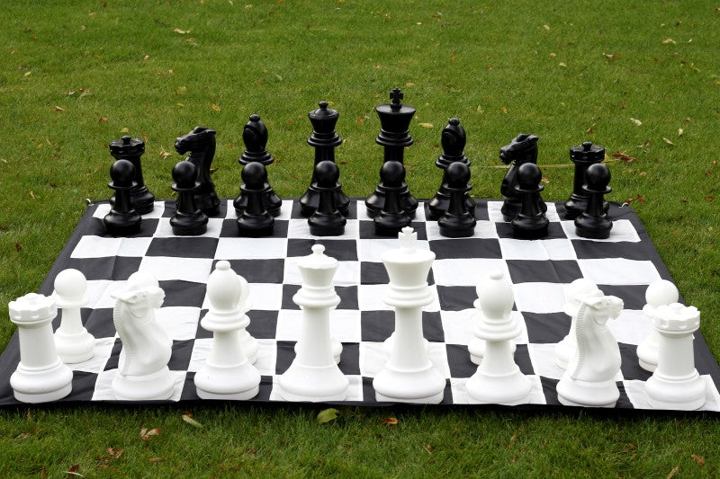 Pièces d'échecs  géantes Jardin et extérieur  (roi 41 cm) -  pièces d'échecs en plastique + échiquier en nylon - Pièces d'échecs  géantes Jardin et extérieur  (roi 41 cm) -  pièces d'échecs en plastique + échiquier en nylon