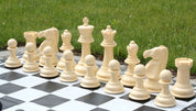 Pièces d'Echecs + Pions de Dames Jardin et extérieur / de petite taille (roi 20 cm) -  pièces d'échecs et pions de dames en plastique + échiquier en vinyle