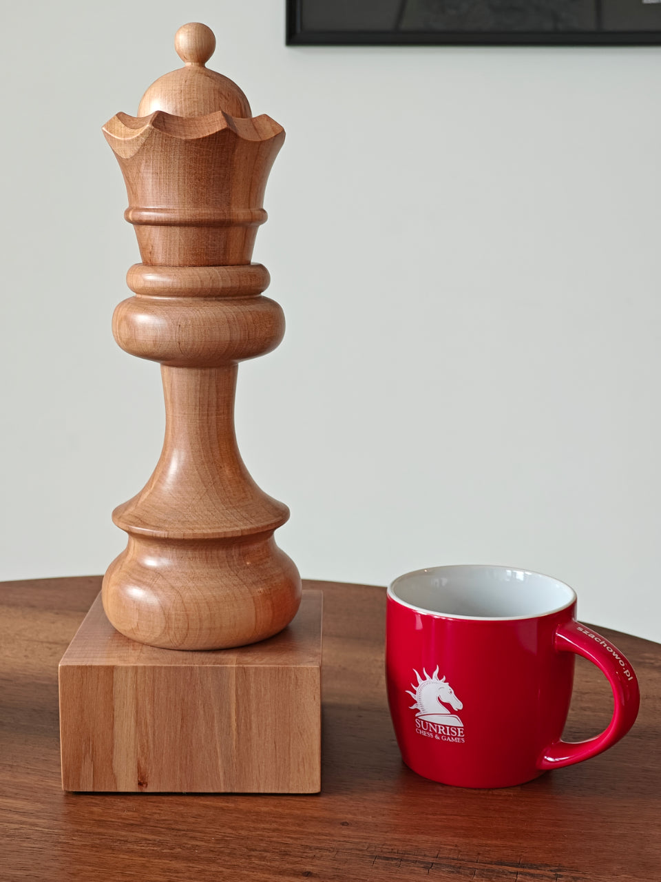 Trophée d'échecs - Dame blanche en bois 35cm - Trophée d'échecs - Dame blanche en bois 35cm