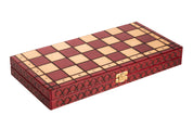 Jeu d'échecs PERLE Rouge (Cerise) en bois de hêtre, de taille moyenne (36 x 36cm) - Ensemble Complet couleur rouge