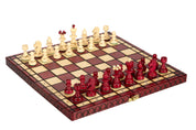 Jeu d'échecs PERLE Rouge (Cerise) en bois de hêtre, de taille moyenne (36 x 36cm) - Ensemble Complet couleur rouge