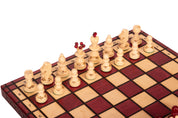 Jeu d'échecs PERLE Rouge (Cerise) en bois de hêtre, de taille moyenne (36 x 36cm) - Ensemble Complet couleur rouge