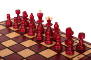 Jeu d'échecs PERLE Rouge (Cerise) en bois de hêtre, de taille moyenne (36 x 36cm) - Ensemble Complet couleur rouge