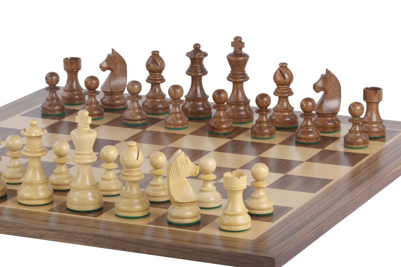 Échiquier en marqueterie de bois de noyer et sycomore  + Pièces d'échecs Timeless Acacia - Ensemble de taille 5 - 6af5f9a6de5e04c79bb80404f9b4121b