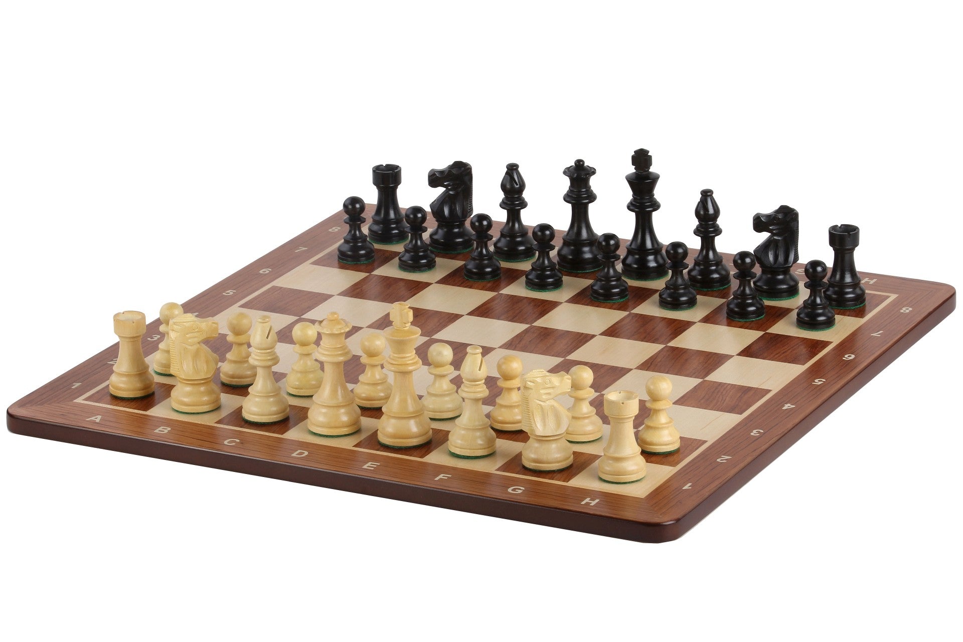 Échiquier avec coordonnées en marqueterie de bois de padouk et sycomore  + Pièces d'échecs French Ebonized - Ensemble de taille 5 - Échiquier avec coordonnées en marqueterie de bois de padouk et sycomore  + Pièces d'échecs French Ebonized - Ensemble de taille 5