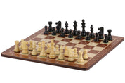 Échiquier avec coordonnées en marqueterie de bois de padouk et sycomore  + Pièces d'échecs French Ebonized - Ensemble de taille 5
