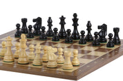 Échiquier avec coordonnées en marqueterie de bois de noyer et sycomore  + Pièces d'échecs French Ebonized - Ensemble de taille 5