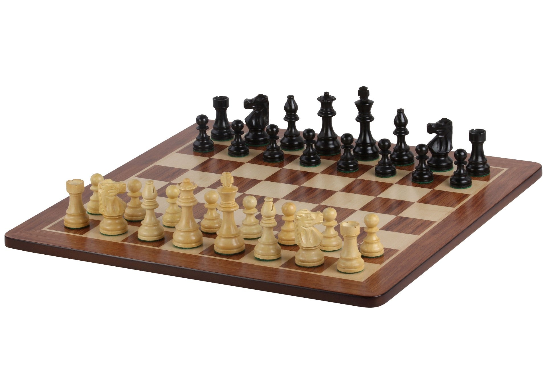 Échiquier avec coordonnées en marqueterie de bois de padouk et sycomore  + Pièces d'échecs French Ebonized - Ensemble de taille 6 - Échiquier avec coordonnées en marqueterie de bois de padouk et sycomore  + Pièces d'échecs French Ebonized - Ensemble de taille 6