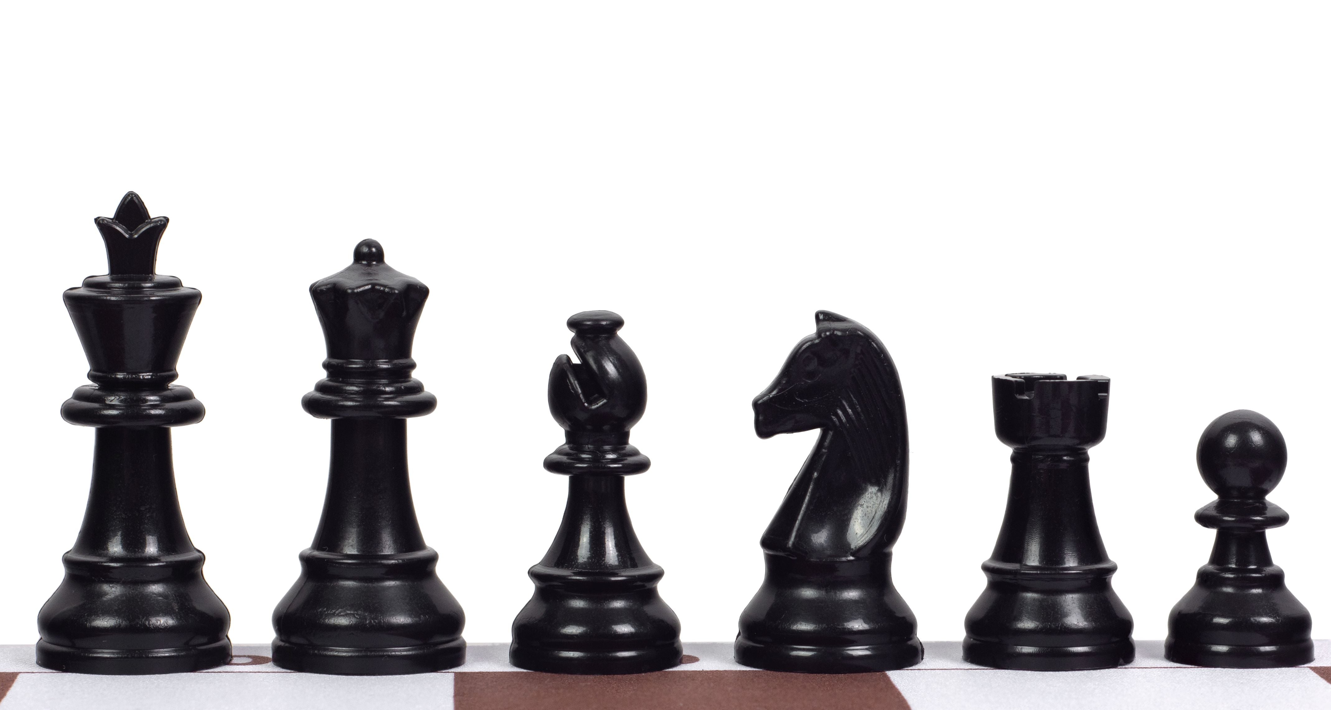 Pièces d'échecs en plastique Staunton, blanches et noires de taille 3 (roi 65mm) - Pièces d'échecs en plastique Staunton, blanches et noires de taille 3 (roi 65mm)