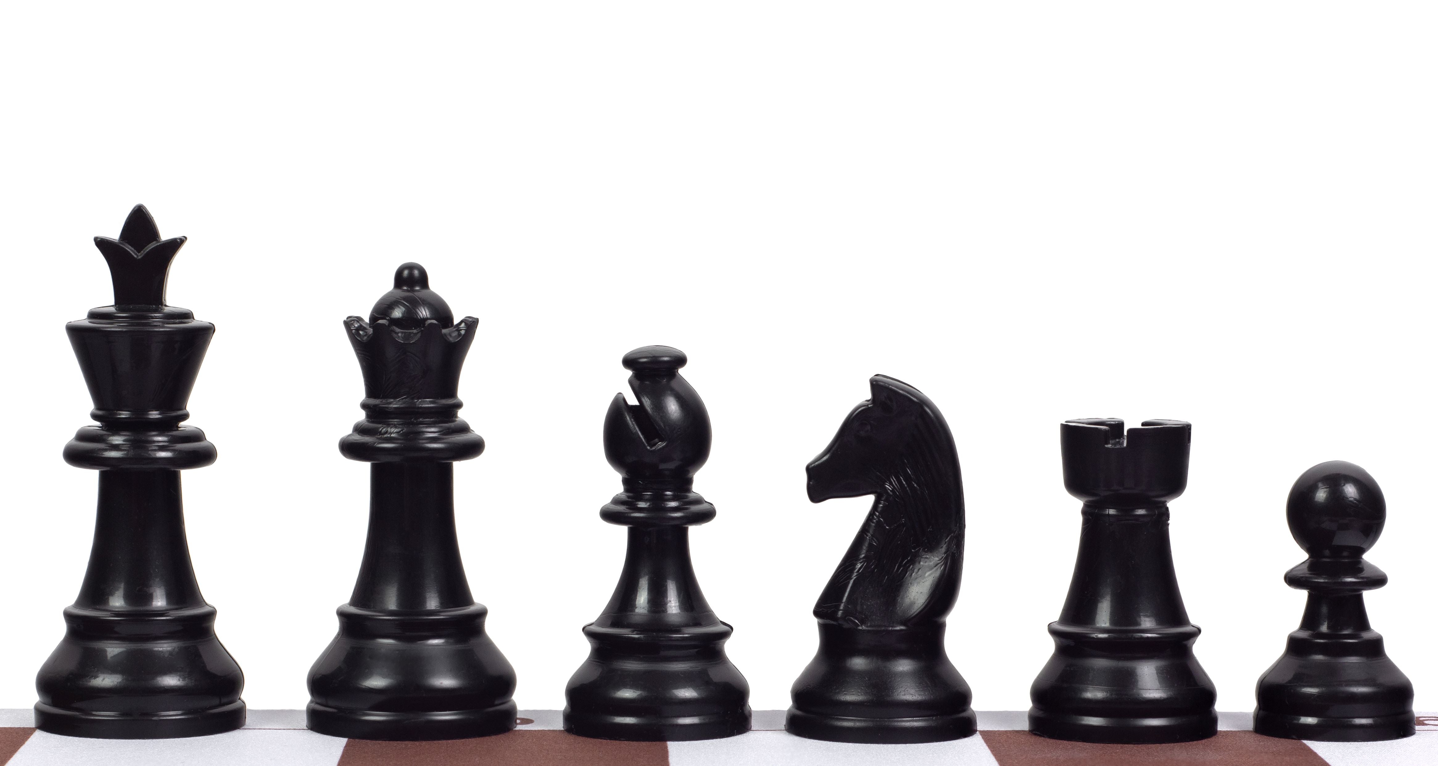 Pièces d'échecs en plastique Staunton, noires et blanches de taille 6 (roi 95mm) - Pièces d'échecs en plastique Staunton, noires et blanches de taille 6 (roi 95mm)