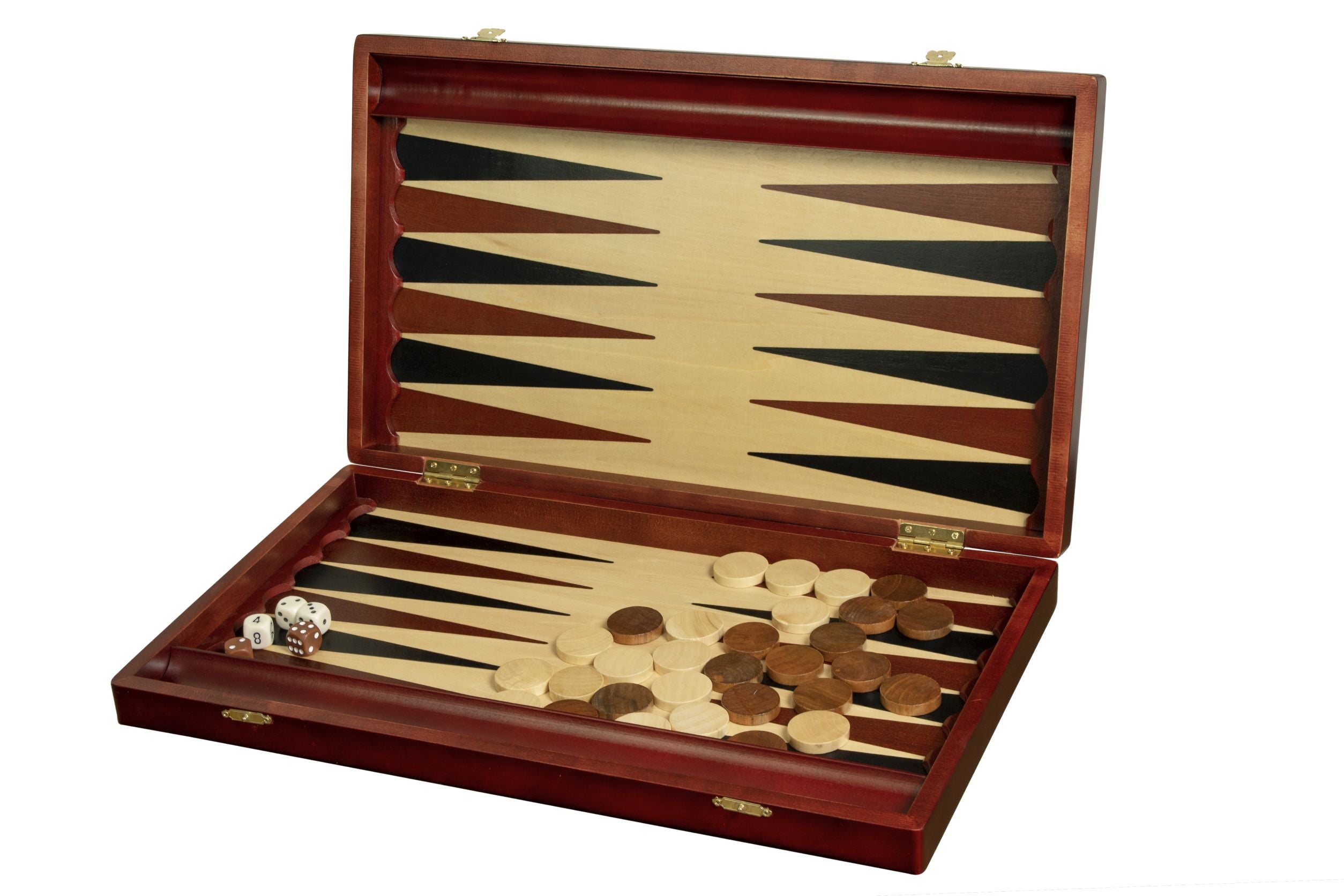 Jeu de Backgammon en bois teinté - de grande taille (48x28cm) - L'ensemble complet - Jeu de Backgammon en bois teinté - de grande taille (48x28cm) - L'ensemble complet