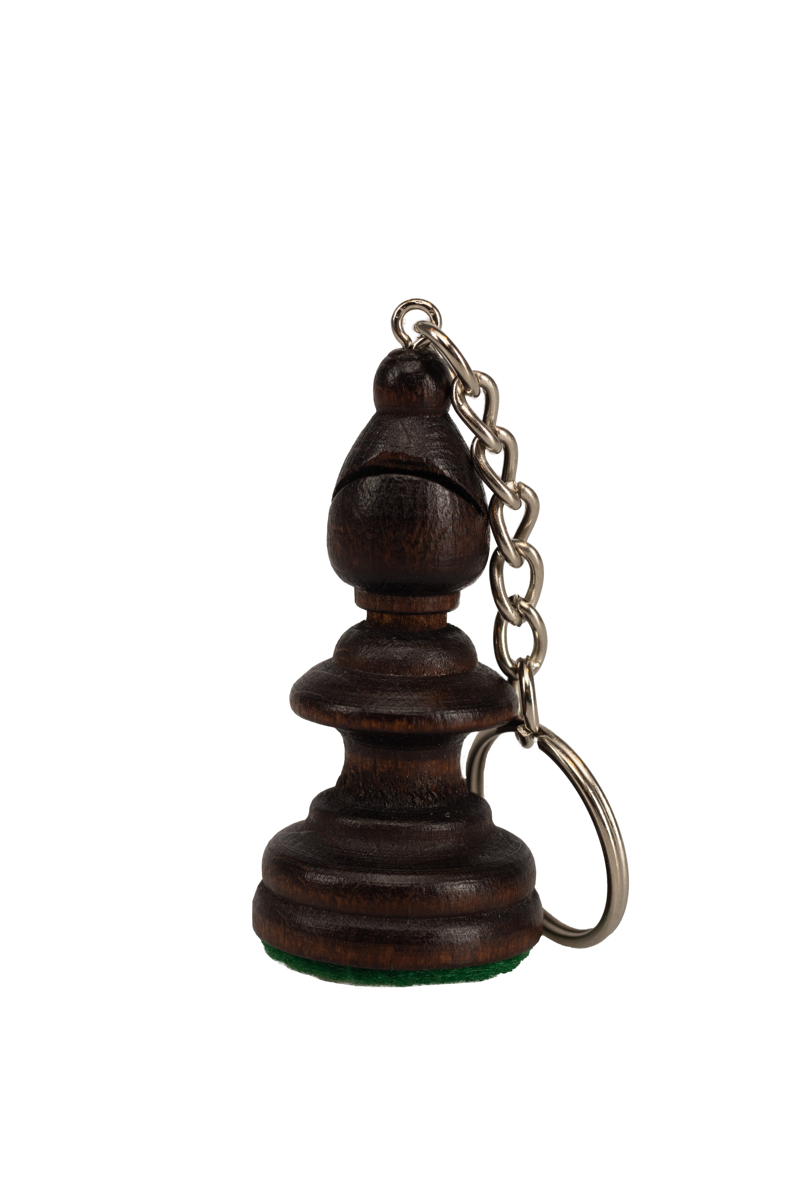 Porte clé - Fou noir / Pièce d'échecs en bois teinté en noir - Porte clé - Fou noir / Pièce d'échecs en bois teinté en noir