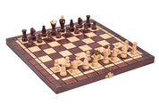 Jeu d'Echecs et de Dames Pliable en bois de charme, de petite taille (35 x 35cm) - Ensemble comprenant deux jeux pour deux joueurs