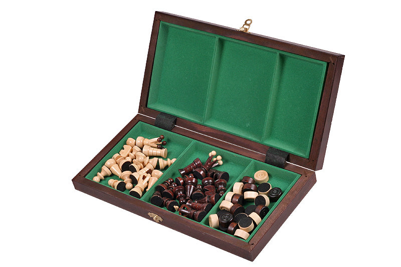 Jeu d'Echecs et de Dames Pliable en bois de charme, de petite taille (35 x 35cm) - Ensemble comprenant deux jeux pour deux joueurs - Jeu d'Echecs et de Dames Pliable en bois de charme, de petite taille (35 x 35cm) - Ensemble comprenant deux jeux pour deux joueurs