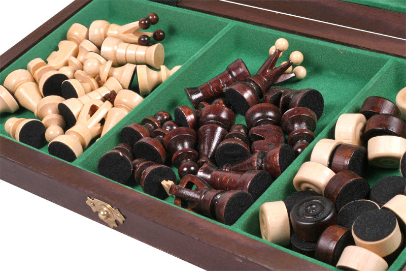 Jeu d'Echecs et de Dames Pliable en bois de charme, de petite taille (35 x 35cm) - Ensemble comprenant deux jeux pour deux joueurs - Jeu d'Echecs et de Dames Pliable en bois de charme, de petite taille (35 x 35cm) - Ensemble comprenant deux jeux pour deux joueurs
