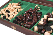 Jeu d'Echecs et de Dames Pliable en bois de charme, de petite taille (35 x 35cm) - Ensemble comprenant deux jeux pour deux joueurs