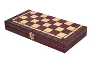 Jeu d'Echecs et de Dames Pliable en bois de charme, de petite taille (35 x 35cm) - Ensemble comprenant deux jeux pour deux joueurs